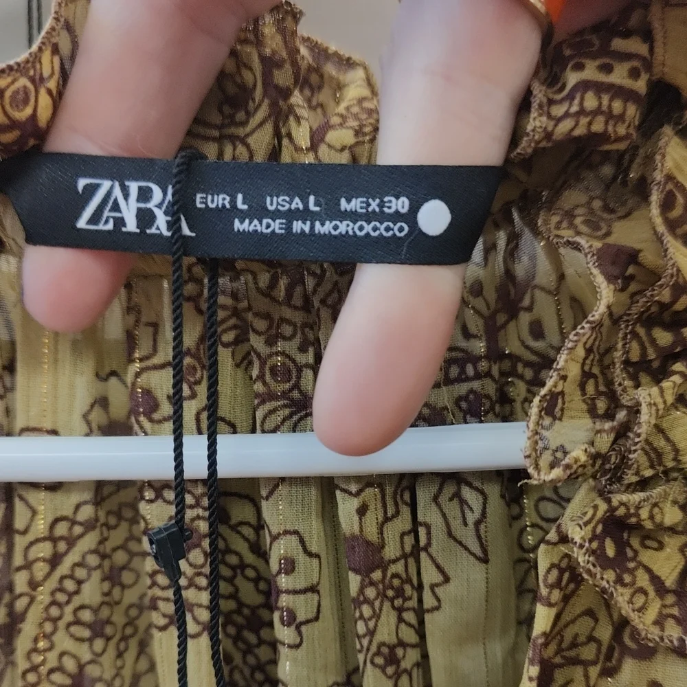 Boho Paisley Long Sleeve Maxi Dress - Mustard/Brown - Picture 12 of 12